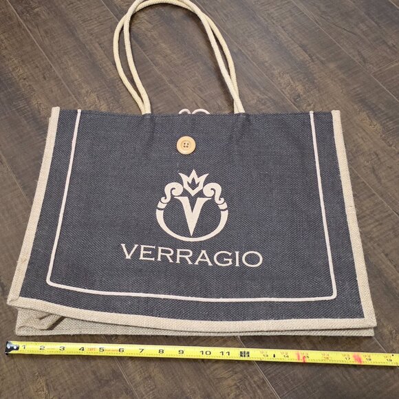 Rare Verragio Jute Tote Bag and Ball Cap Bundle - Brown, Cream, and Orange - Picture 8 of 15